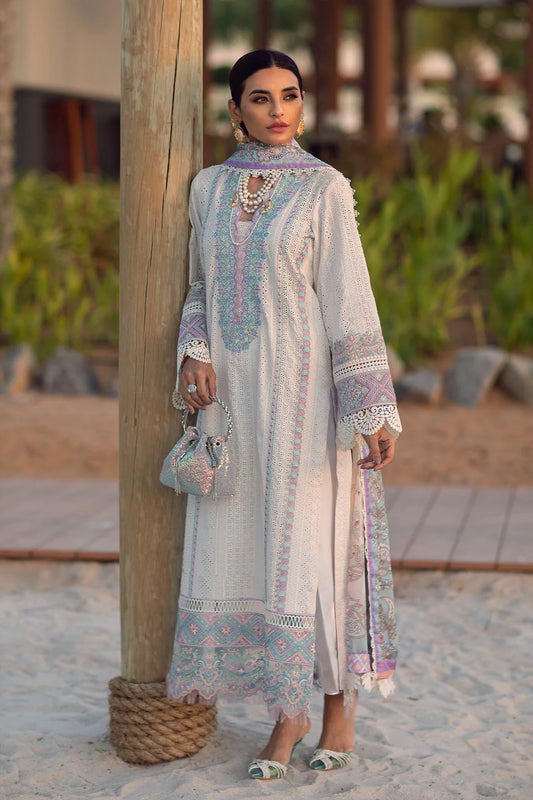 Off White Cotton Pakistani Salwar Kameez With Digital Printed Dupatta